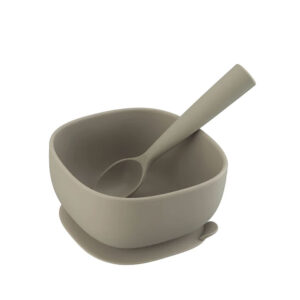 I'm cute squared silicone bowl+sp.taupe