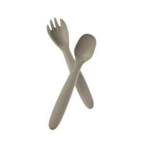 I'm cute silicone fork+spoon taupe