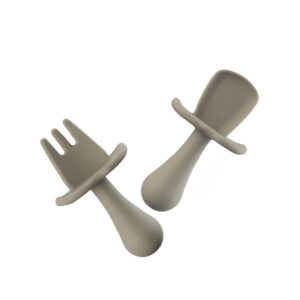 I'm cute silicone fork+spoon set taupe